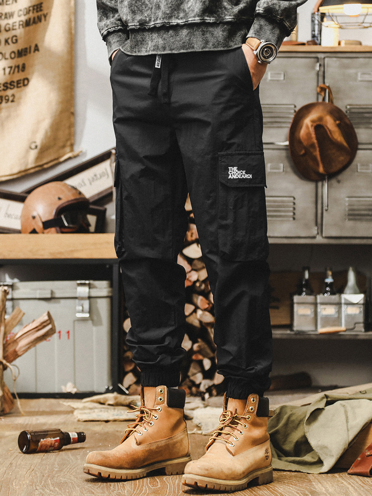 美式復古工裝褲子男秋季2024新款寬鬆大碼城市通勤直筒束腳休閒褲