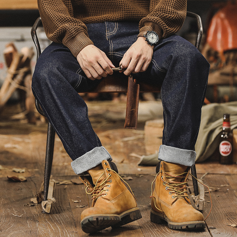 春季活性染不掉色牛仔褲男直筒2024新款美式經典原色水洗休閒褲男