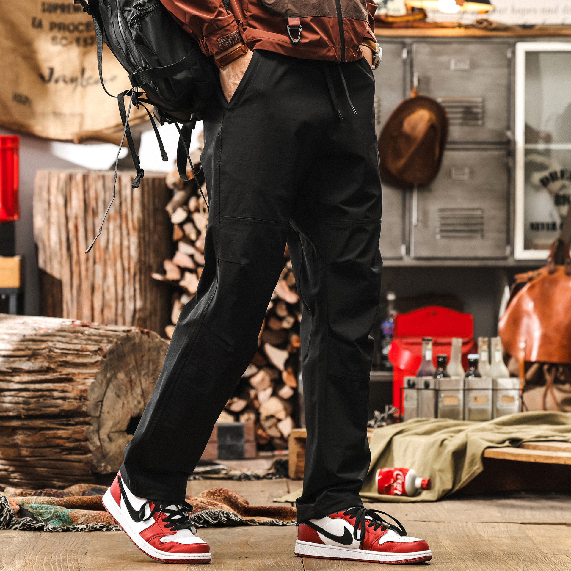 冰絲涼感薄款褲子男夏季速幹長褲戶外徒步彈力通勤直筒褲男休閒褲