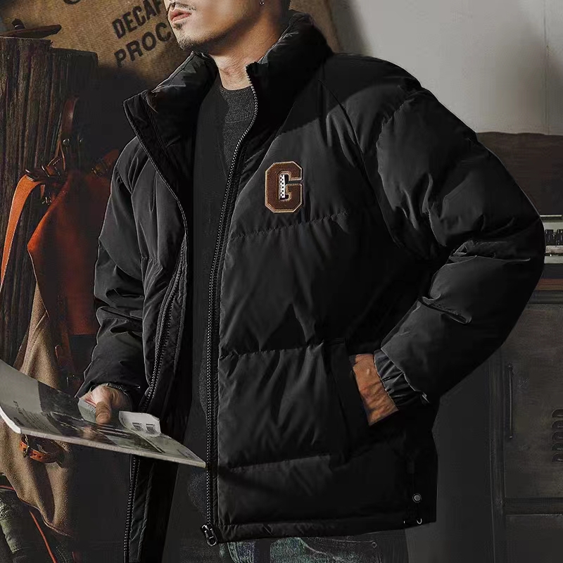 90白鴨絨PU革輕薄橘色羽絨服男冬季2022年新款男士保暖外套