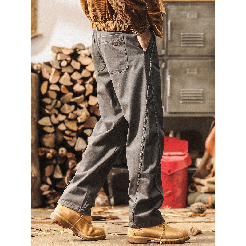 美式復古秋季工裝褲男2025新款寬鬆直筒潮牌褲子男春秋水洗休閒褲