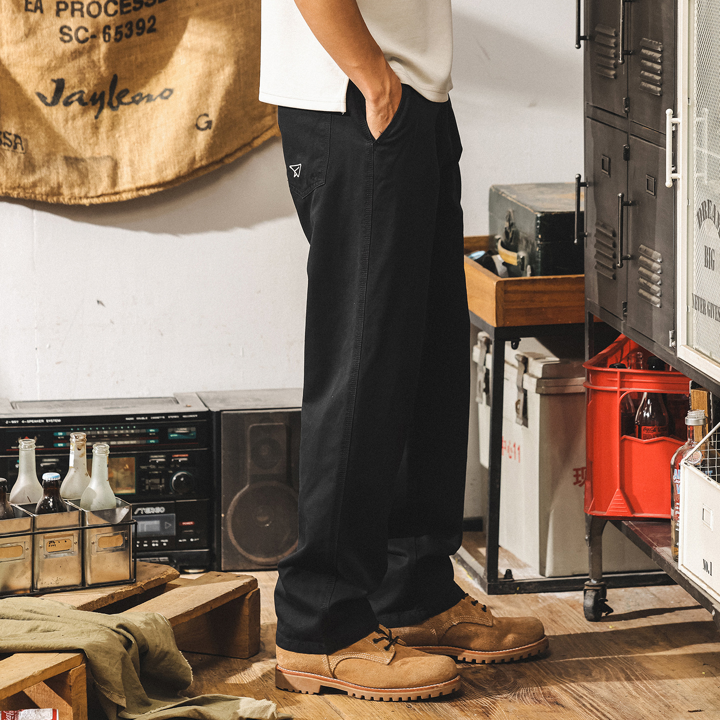 萊賽爾天絲垂墜鬆弛感褲子男夏季薄款男士休閒褲寬鬆直筒美式長褲