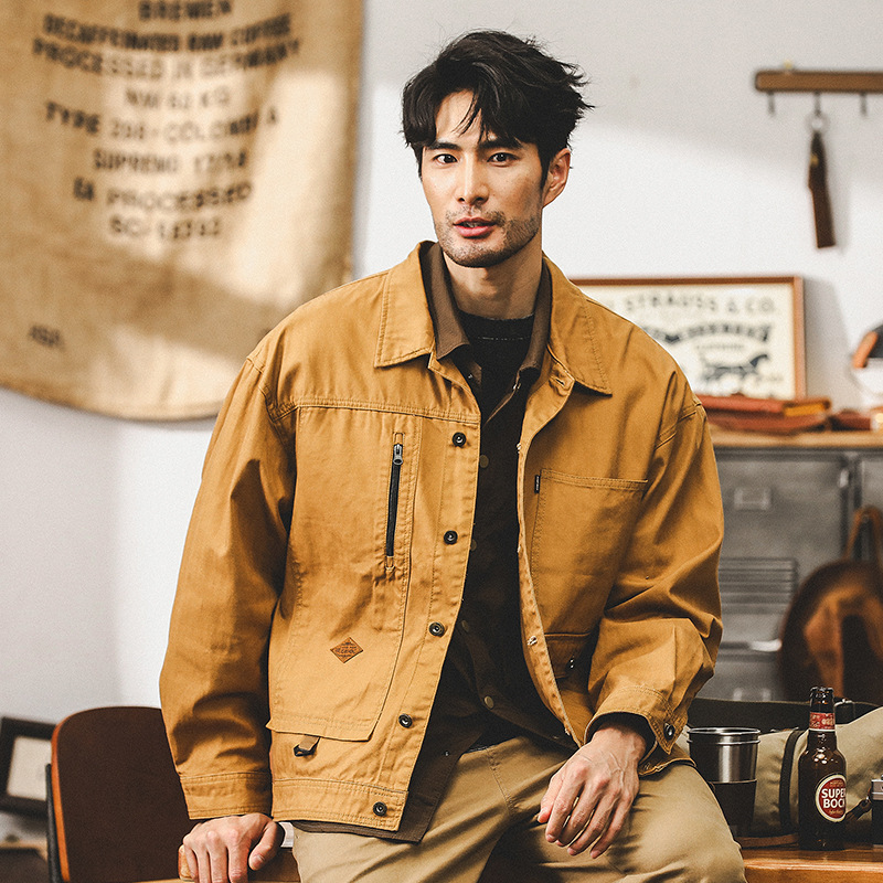 傑雷諾美式複古多口袋工裝夾克男春秋潮牌重磅寬松休閑外套男秋季