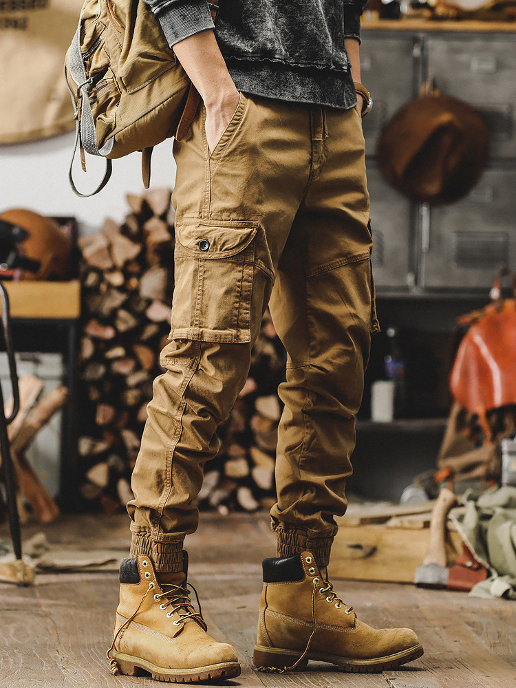 美式復古工裝褲男潮牌2024新款直筒男士春季褲子獵裝戰術休閒褲男