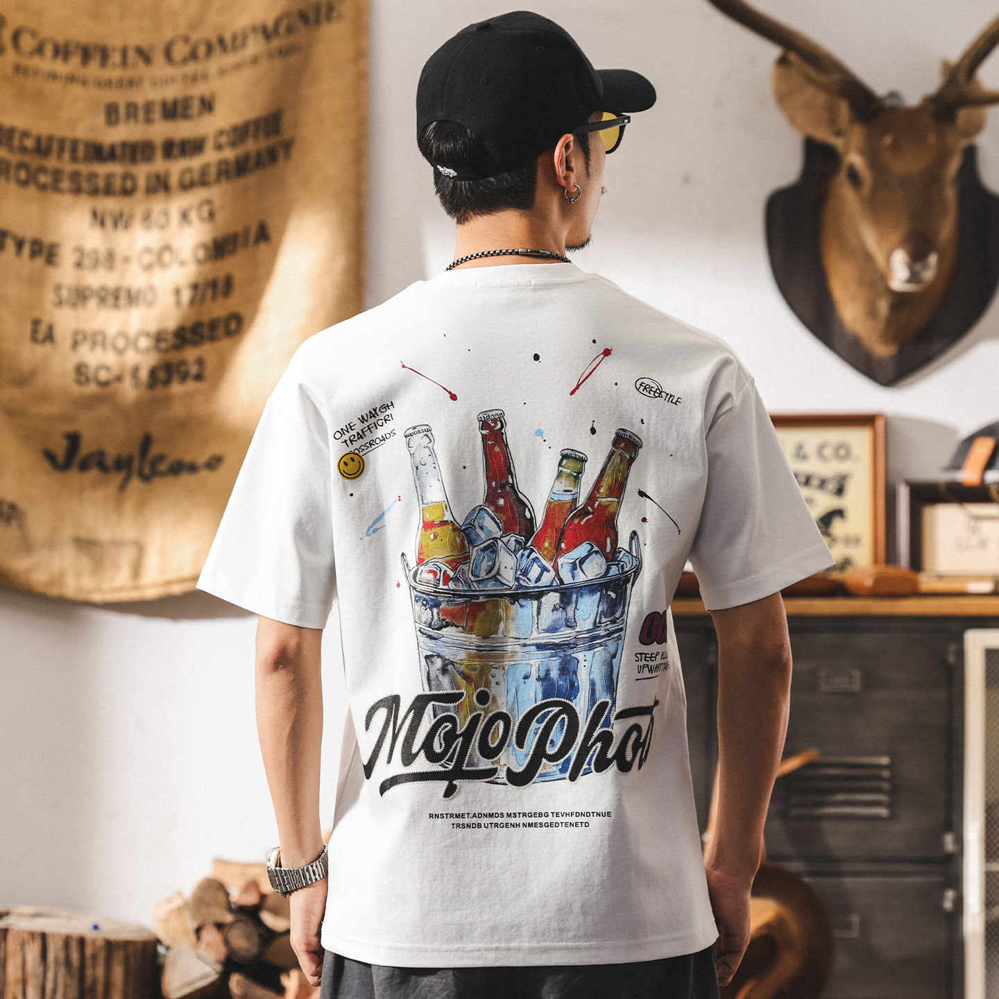 美式潮牌夏季新款男士短袖t恤2025潮牌寬鬆大碼上衣潮流半袖體恤