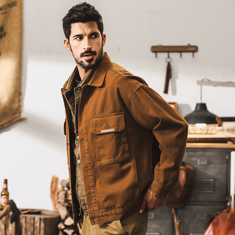美式復古夾克男秋季2025新款潮牌硬漢戶外獵裝帥氣休閒工裝外套男
