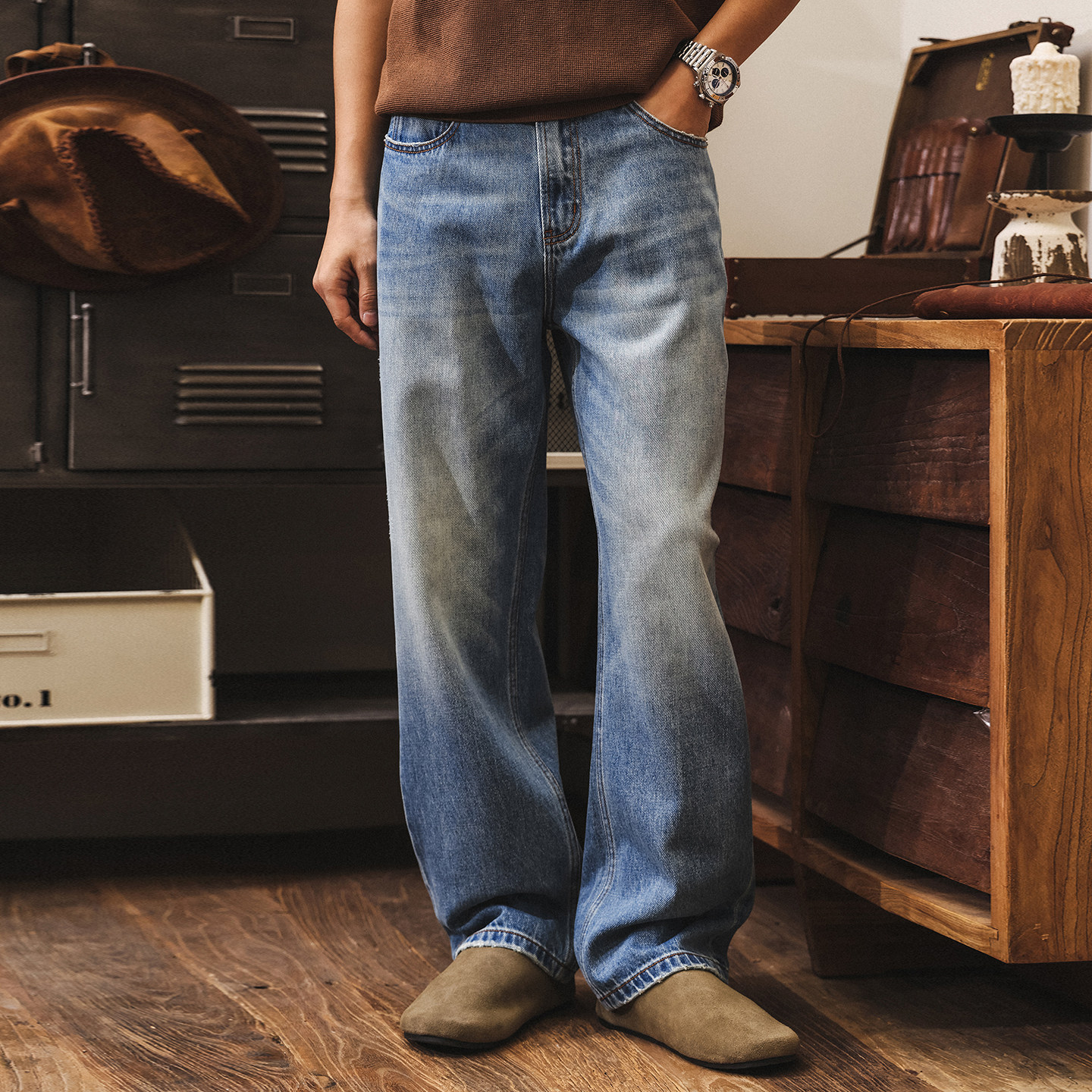 美式復古水洗牛仔褲男款直筒潮牌長褲2026新款春季寬鬆男士休閒褲