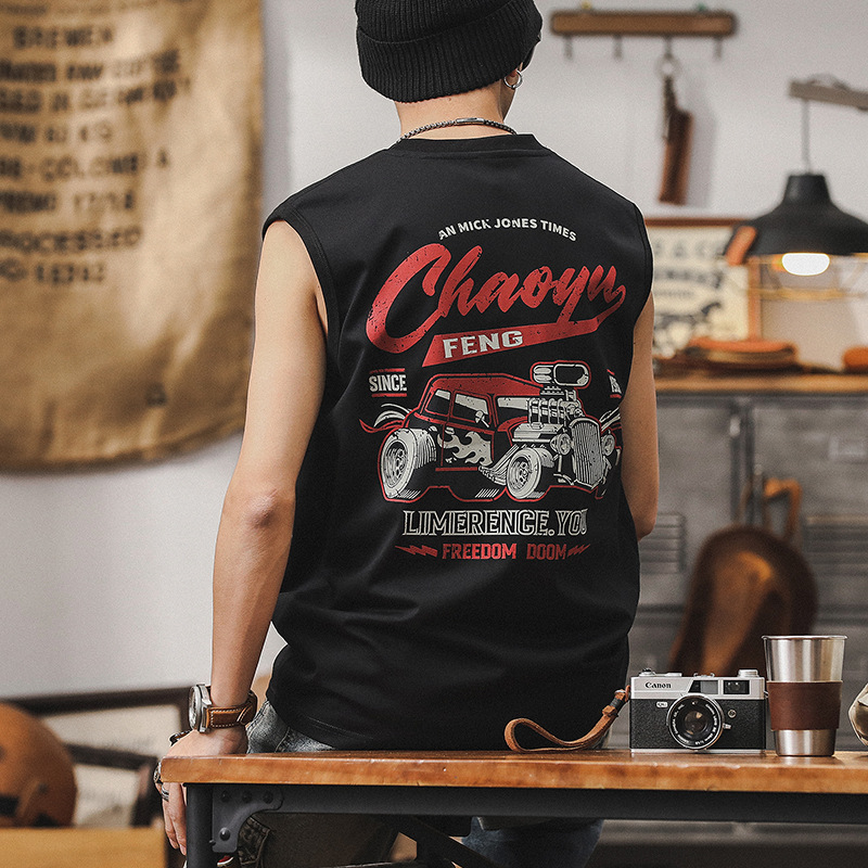 杰雷諾男士背心夏季潮牌痞帥寬鬆運動健身坎肩男款美式無袖男T恤