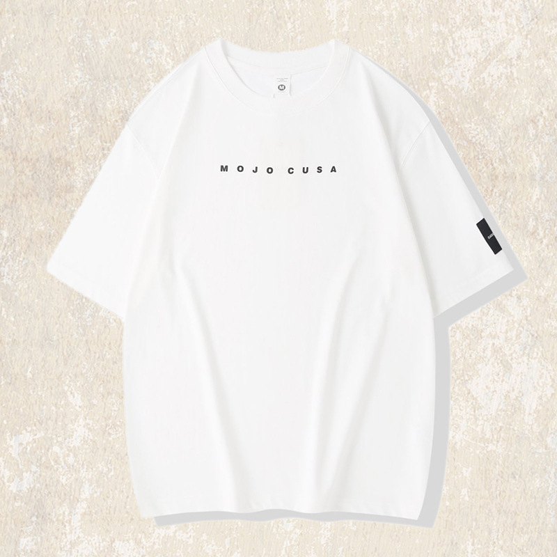 美式復古32支雙紗短袖T恤男夏季潮流簡約膠漿印花休閒上衣男