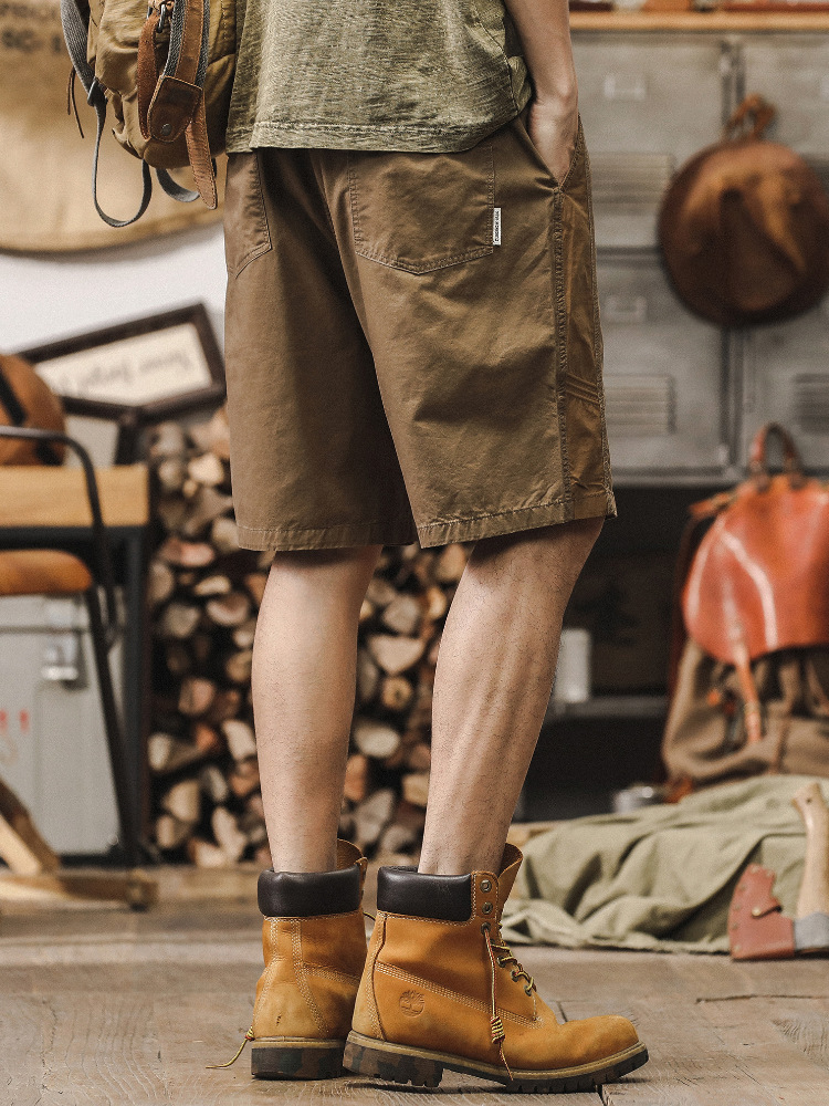 美式潮牌復古拼接撞色刺繡工裝短褲男夏季寬鬆男士運動五分褲