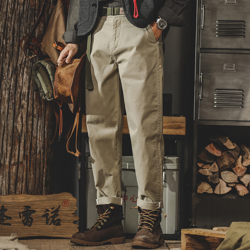 杰雷諾美式復古經典淨版簡約休閒褲男秋季潮牌錐形直筒工裝褲子男