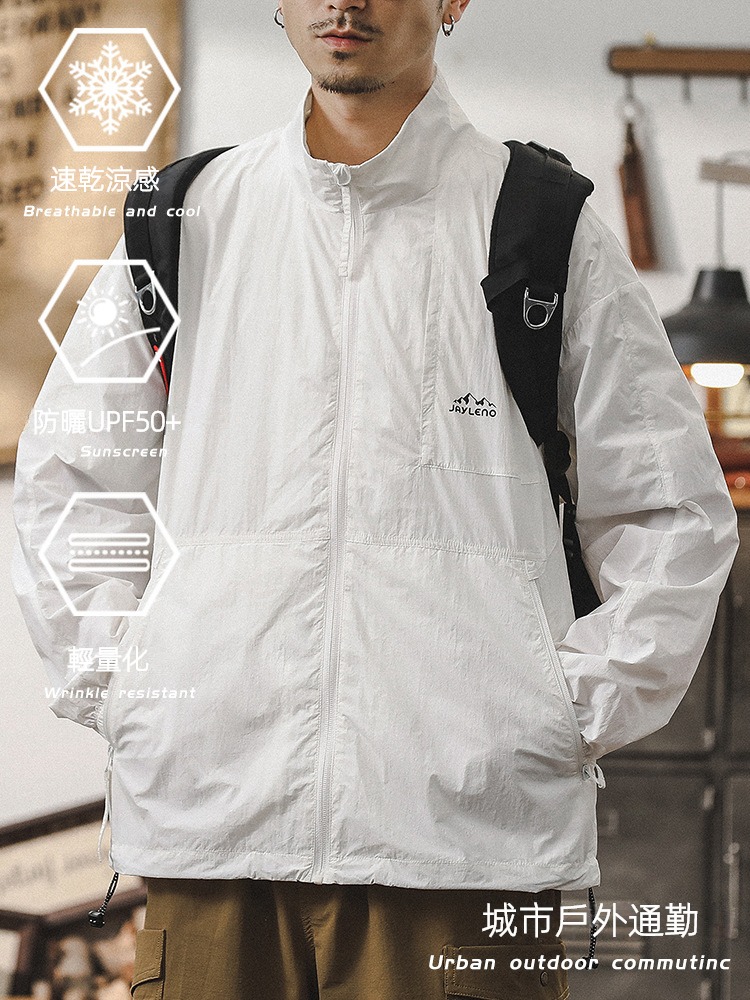 傑雷諾夏季冰絲輕薄山系防曬衣男款戶外UPF50+防紫外線涼感外套男