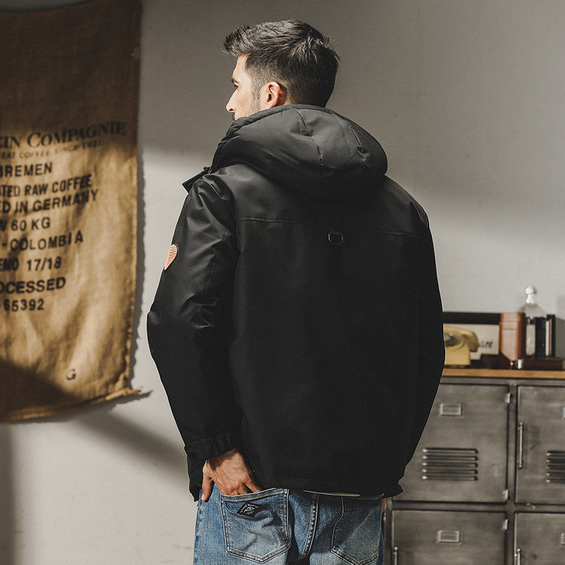 杰雷諾美式連帽羽絨服男冬季2023年新款寬鬆戶外工裝外套男秋冬款