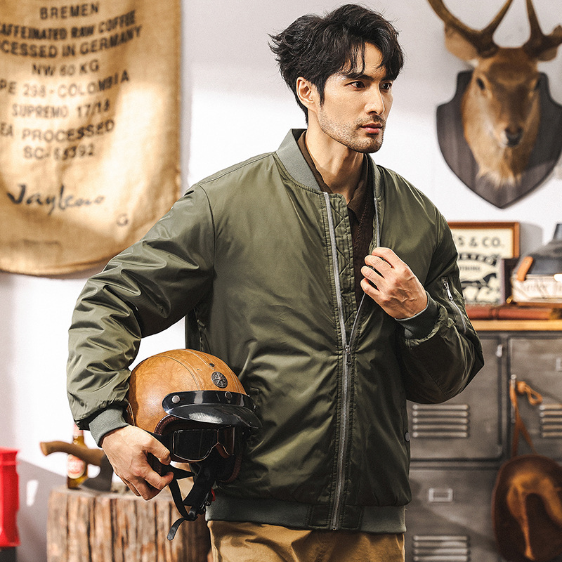 美式復古MA1飛行員夾克2024新款冬季加厚工裝棉服男士秋冬款外套