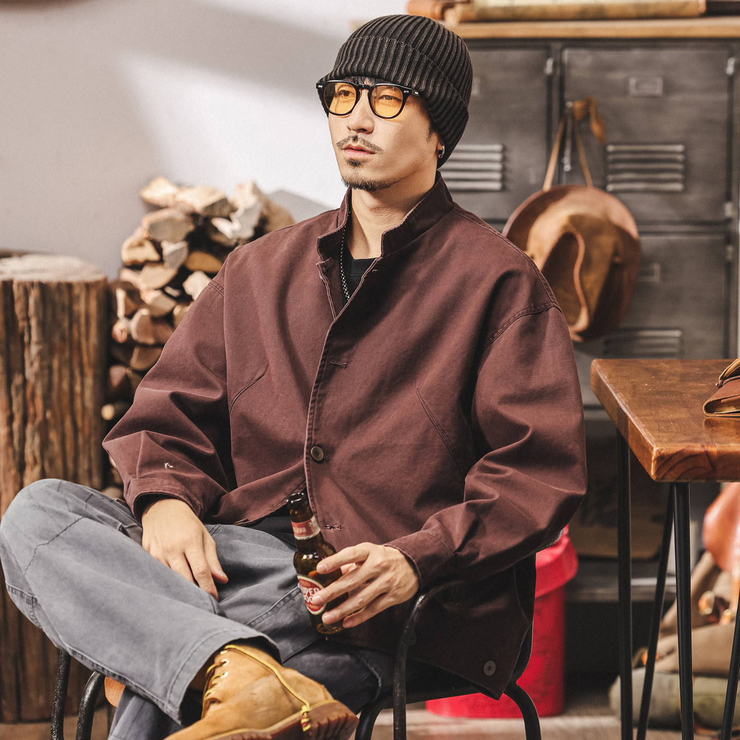 美式復古重磅工裝外套男春秋潮流帥氣寬鬆休閒阿美咔嘰夾克男秋季