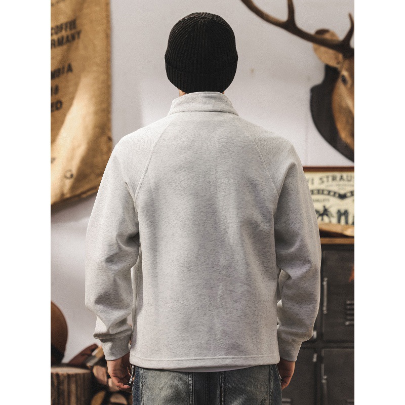 美式复古重磅拉链半高领卫衣男春秋2025新款潮牌宽松休闲秋季外套