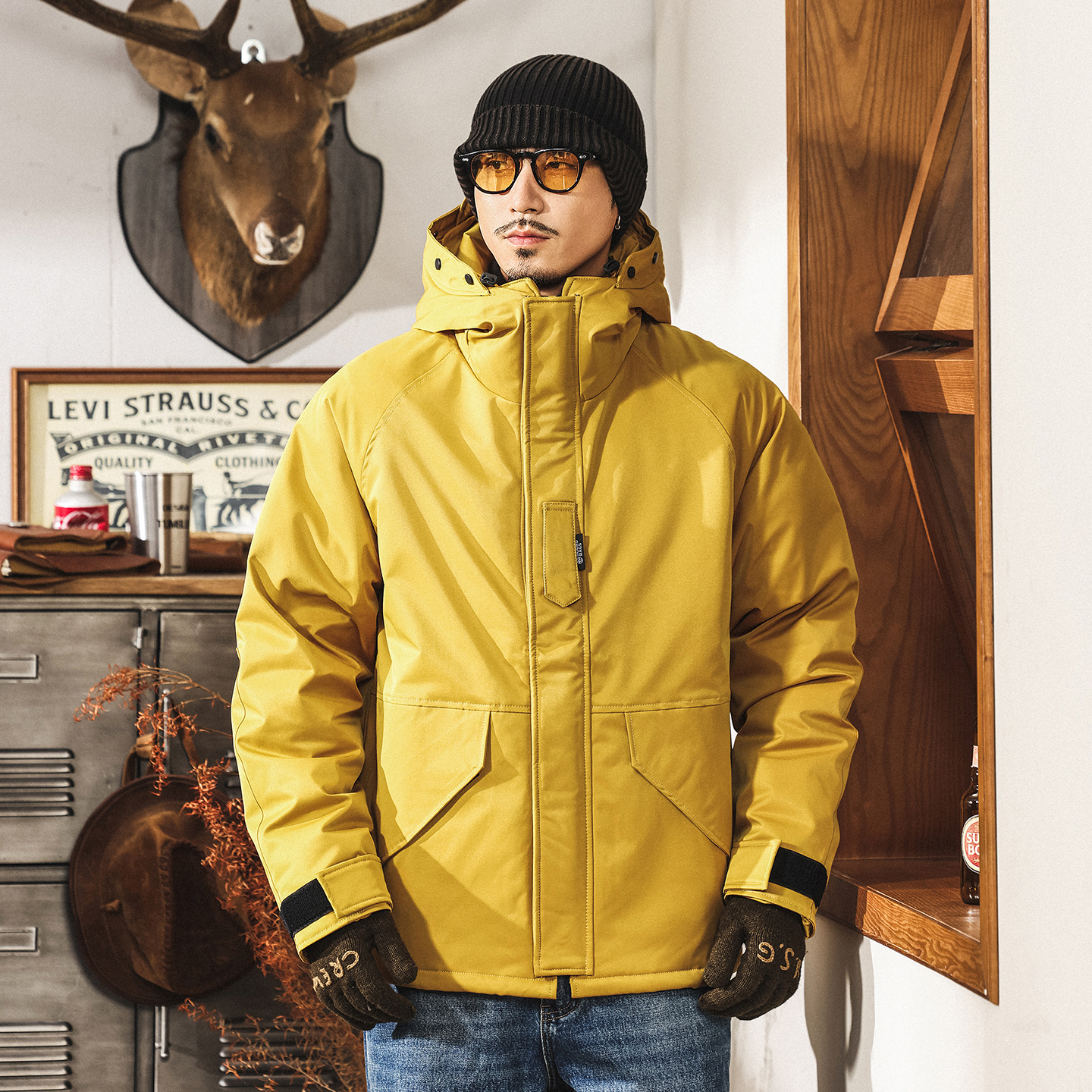 90%純白鴨絨高充絨蓬鬆羽絨服男冬季加厚美式復古戶外工裝外套男