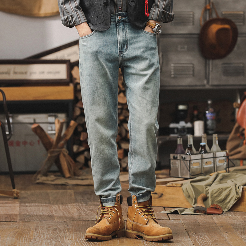 美式復古牛仔褲2024新款寬鬆直筒褲子男寬鬆潮牌休閒長褲男春夏款