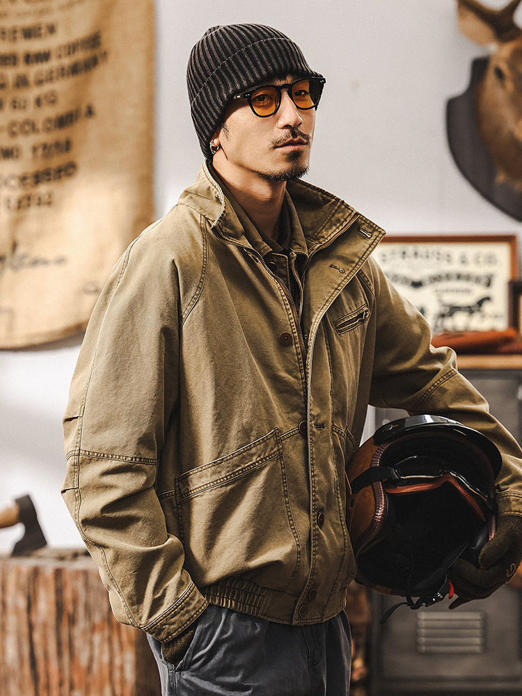 美式復古重磅工裝夾克男春季2025新款潮牌做舊水洗底特律外套