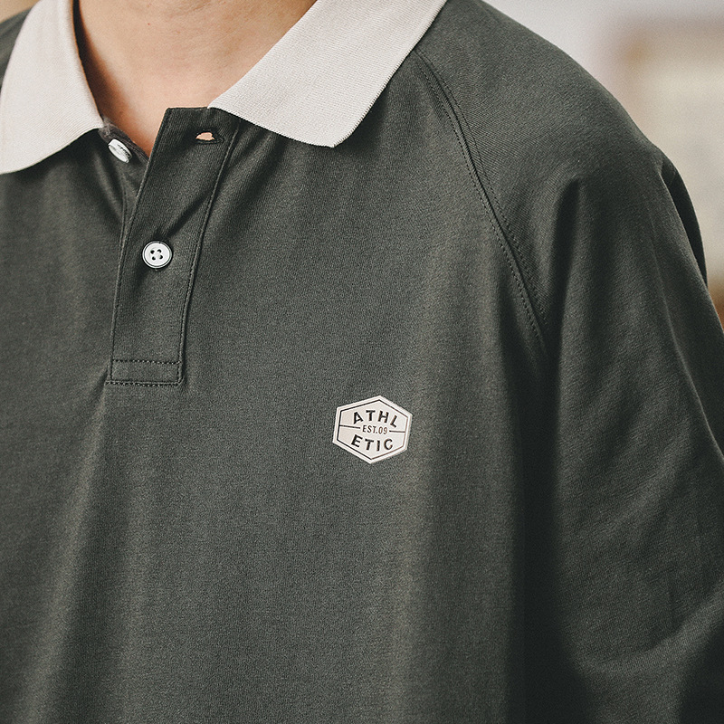春季新款長袖T恤男士2024寬鬆美式復古男士polo衫潮牌上衣男