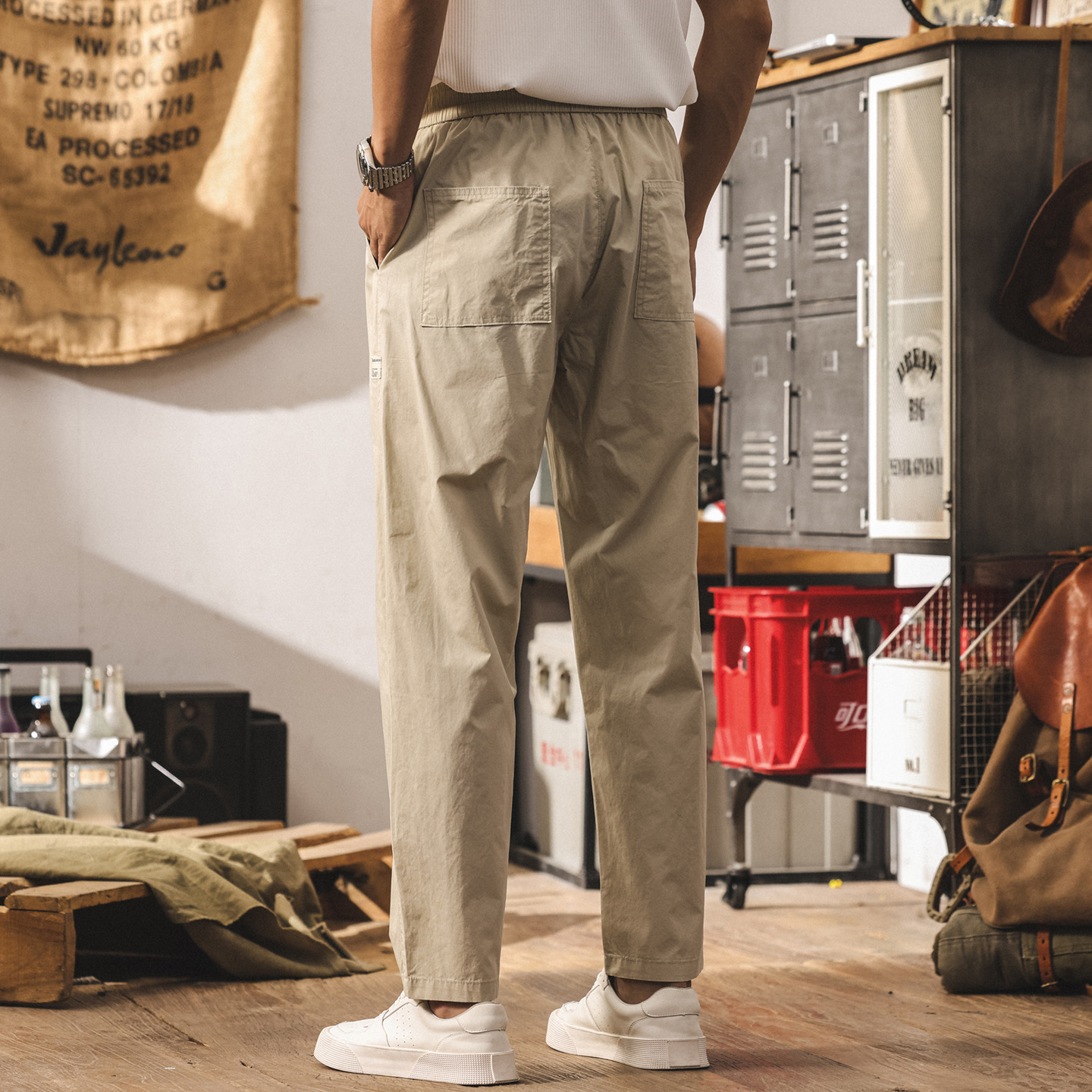 夏季薄款涼感冰絲褲子男2025新款潮牌簡約美式長褲寬鬆男士休閒褲