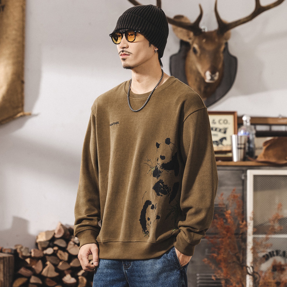 國風潮流400g歐棉絨重磅衛衣男春秋潮流復古寬鬆大碼秋季男士上衣