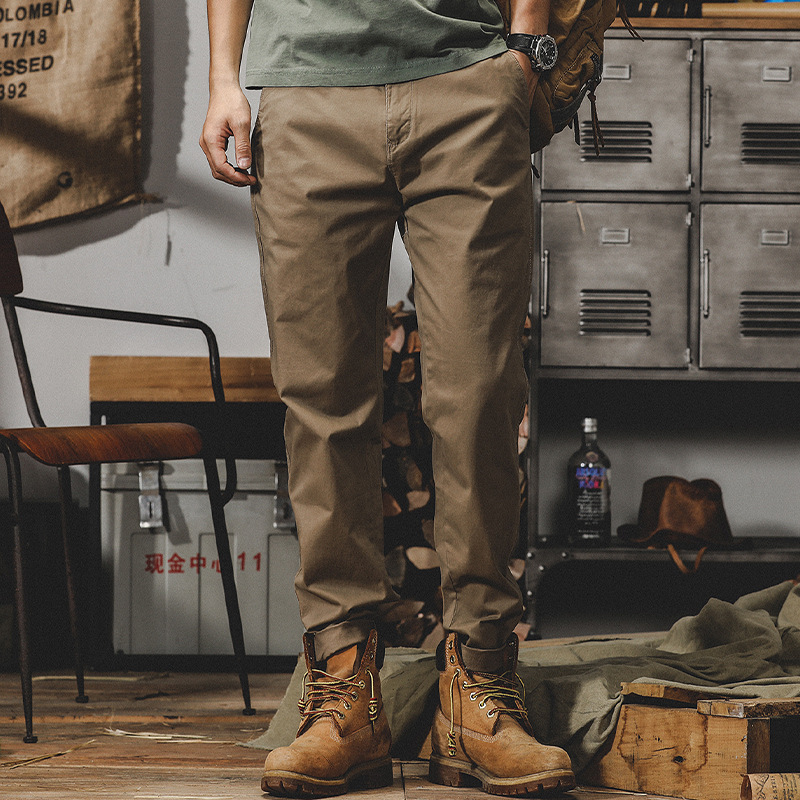 美式重磅復古工裝褲子男直筒上班基礎款簡約男士休閒褲百搭錐形褲