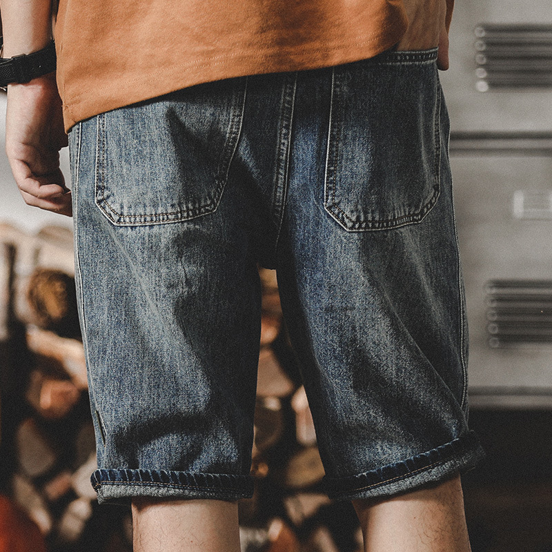 美式工裝短褲男夏季2024年新款寬鬆直筒牛仔褲男潮牌做舊五分褲男