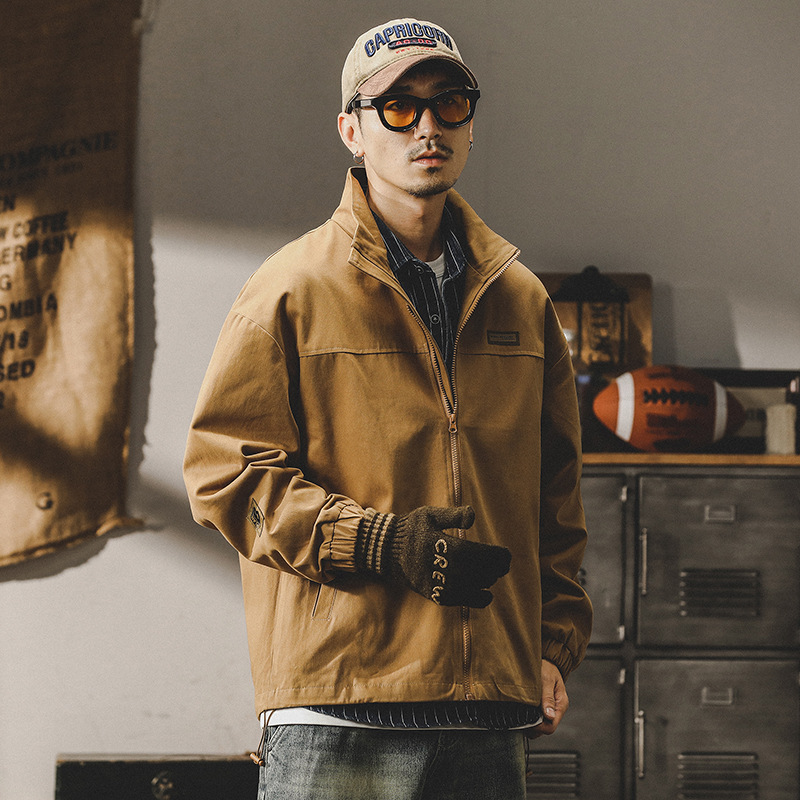 杰雷諾美式復古潮牌工裝夾克男寬鬆大碼秋冬款硬漢教練休閒外套男