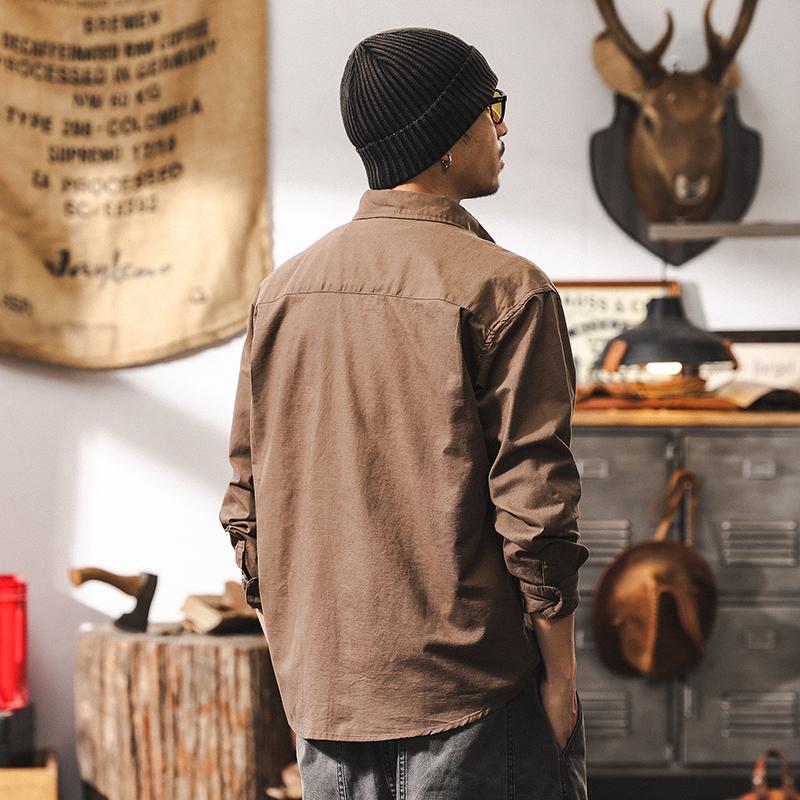 美式復古輕奢高級感棉麻襯衫男長袖春季2025新款潮牌美拉德襯衣男