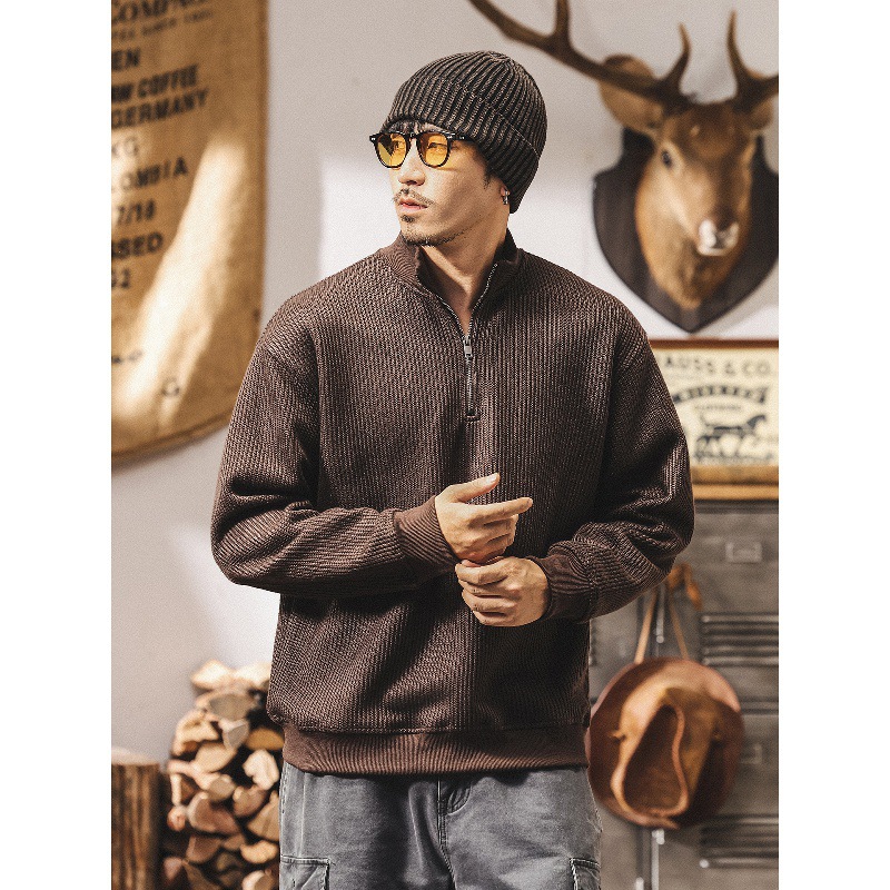 美式復古550g重磅半高領衛衣男春秋新款寬鬆潮牌衣服男士秋季外套