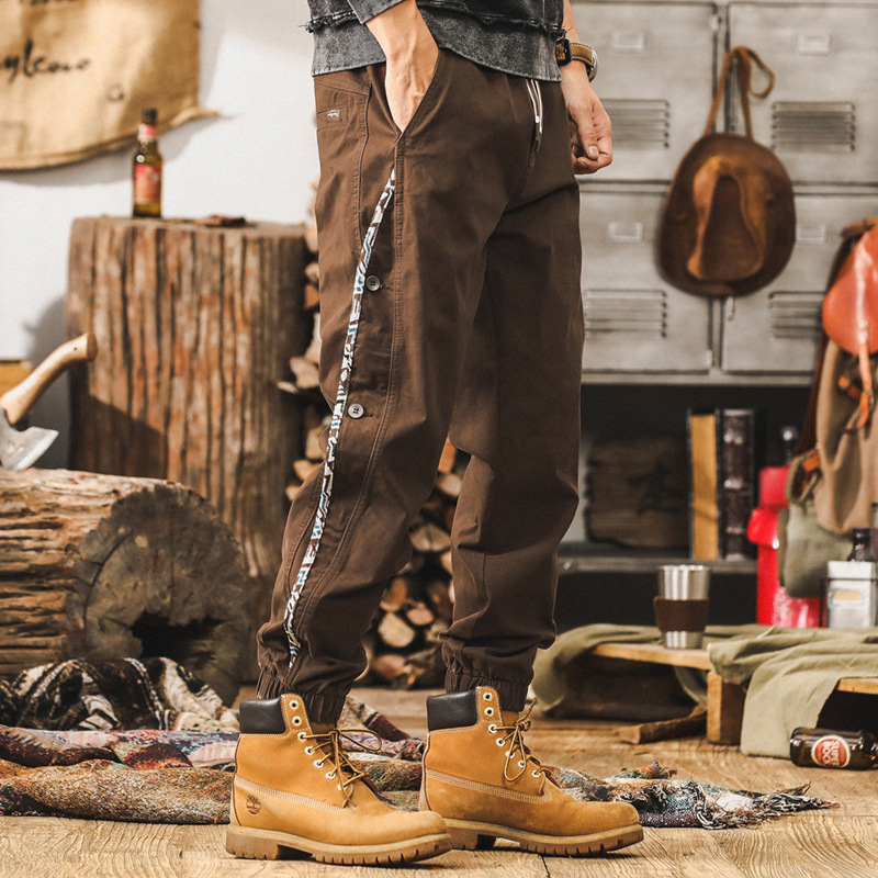 杰雷諾新疆精梳棉工裝褲子男秋冬季潮牌美式復古設計感寬鬆休閒褲