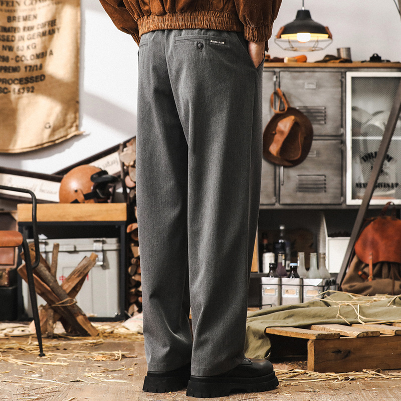 美式復古秋季褲子男寬鬆闊腿褲2024新款直筒西褲春秋款男士休閒褲