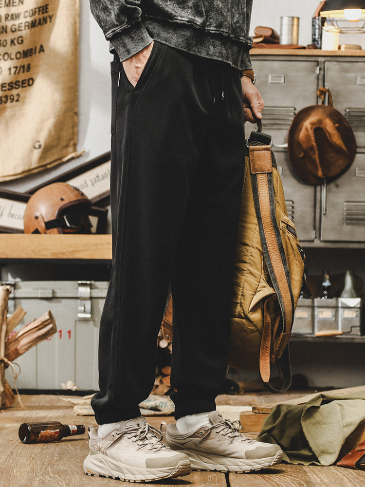 杰雷諾美式復古重磅衛褲男秋季潮牌男士休閒長褲寬鬆卡其色褲子男