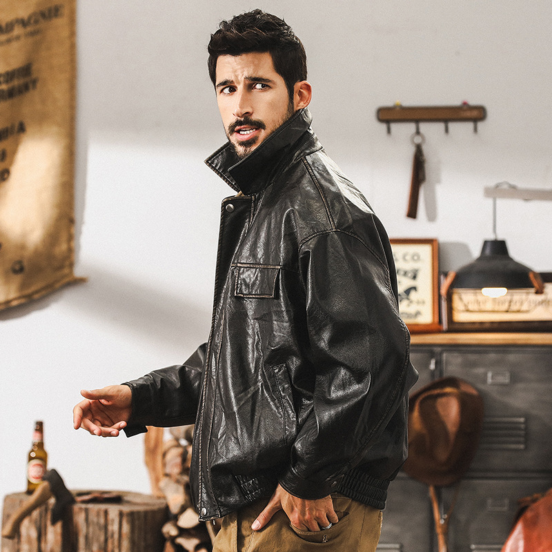 美式復古機車軟皮衣外套男秋季2024新款潮流痞帥硬核PU皮工裝夾克