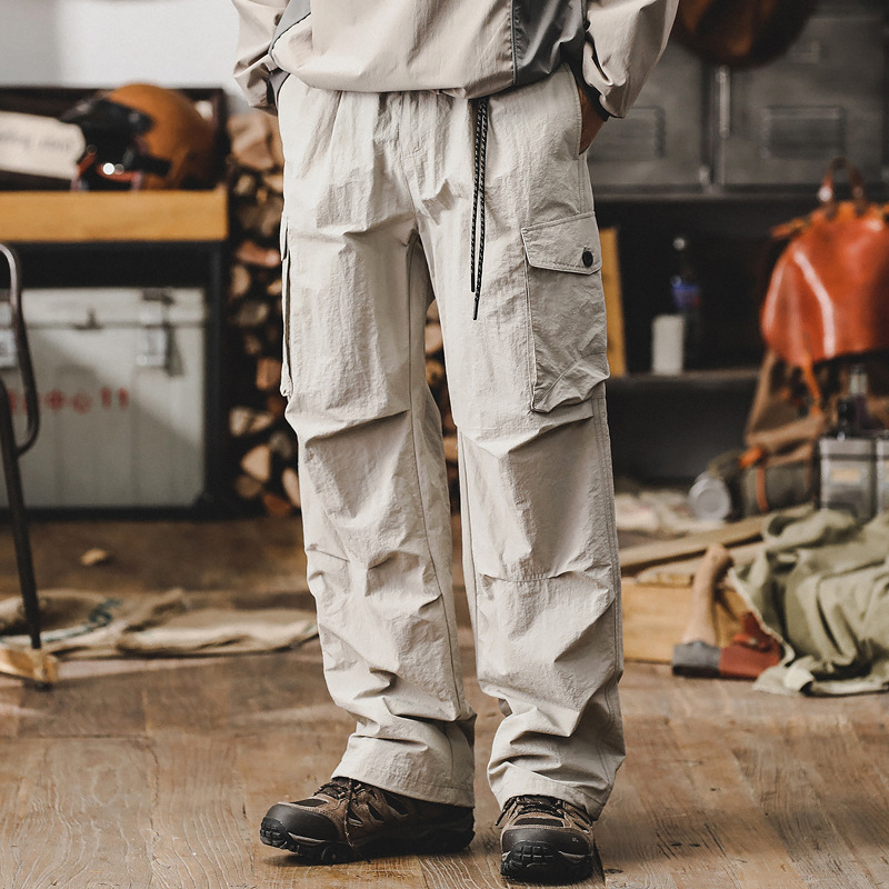高級感工裝褲子男寬鬆直筒男士休閒褲城市戶外通勤機能戰術衝鋒褲