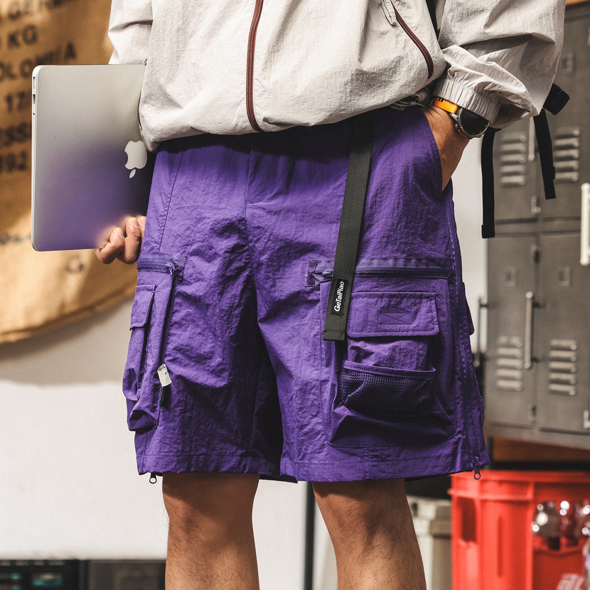 美式復古工裝短褲男士夏季新款潮牌五分褲男寬鬆戶外速干休閒中褲