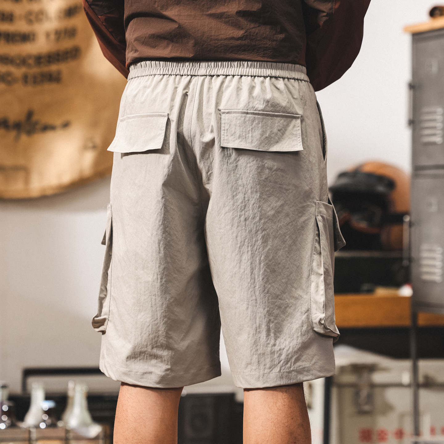 美式戶外冰絲工裝短褲男夏季新款運動五分褲寬鬆潮牌休閒速幹中褲