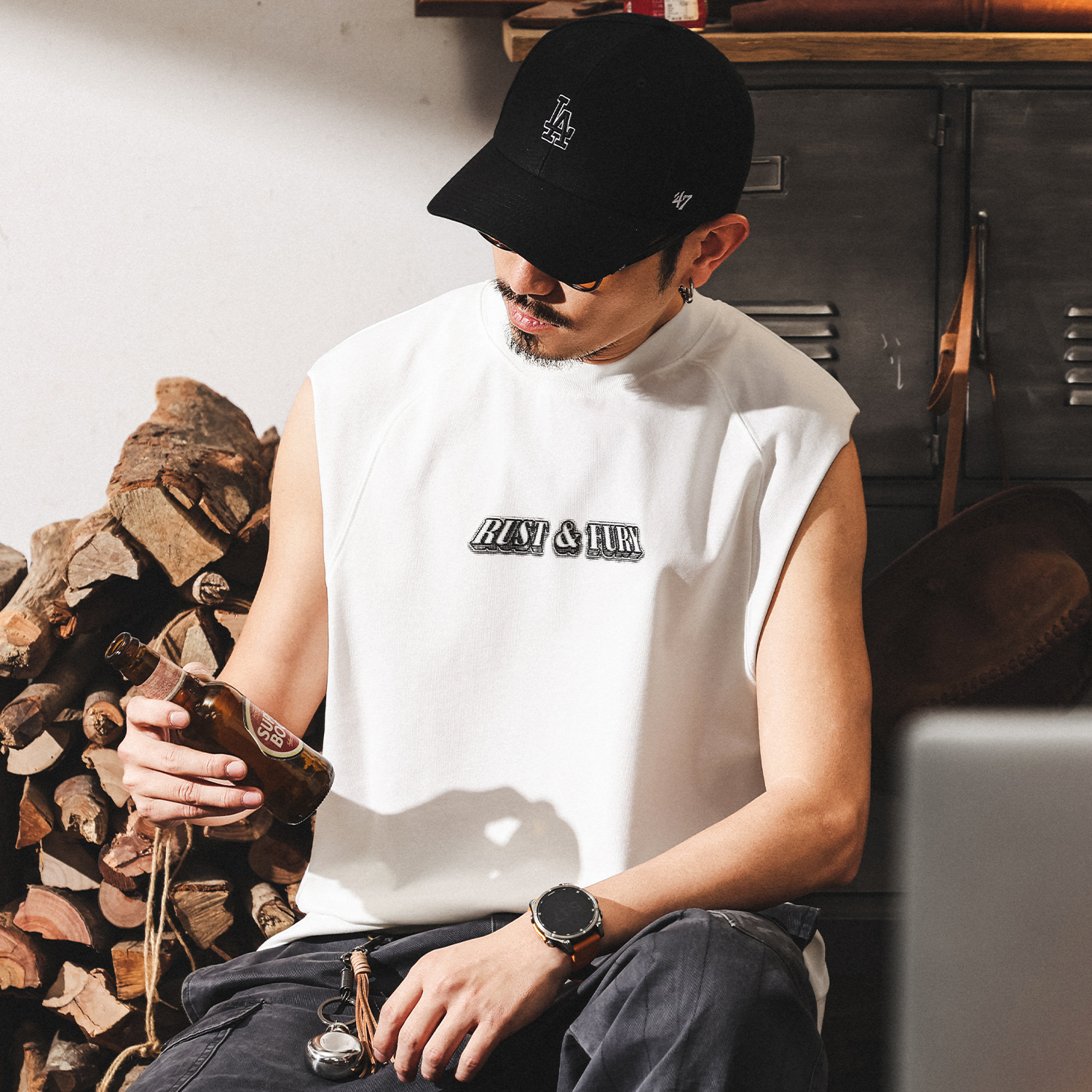 美式復古運動健身背心男款夏季寬鬆無袖男T恤潮牌坎肩上衣男