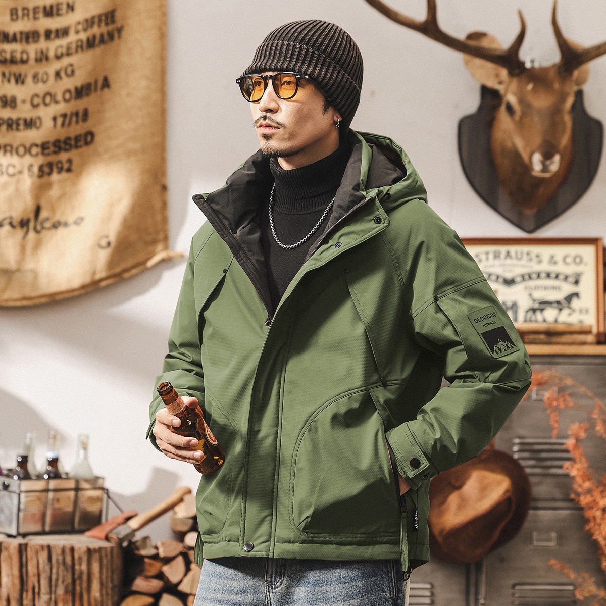 美式復古高充絨冬季羽絨服男款加厚潮牌工裝派克服禦寒保暖外套男