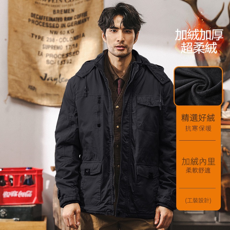 美式復古工裝外套男冬季加厚棉衣戶外機能軍事戰術作訓夾克棉服男