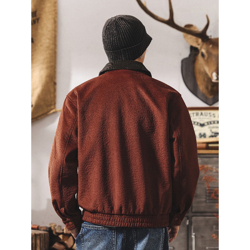 美式復古絨感工裝夾克男春秋新款重磅硬漢阿美咔嘰外套男士秋冬款