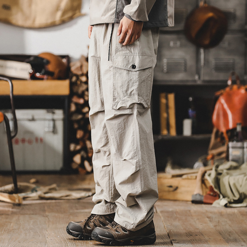 高級感工裝褲子男寬鬆直筒男士休閒褲城市戶外通勤機能戰術衝鋒褲
