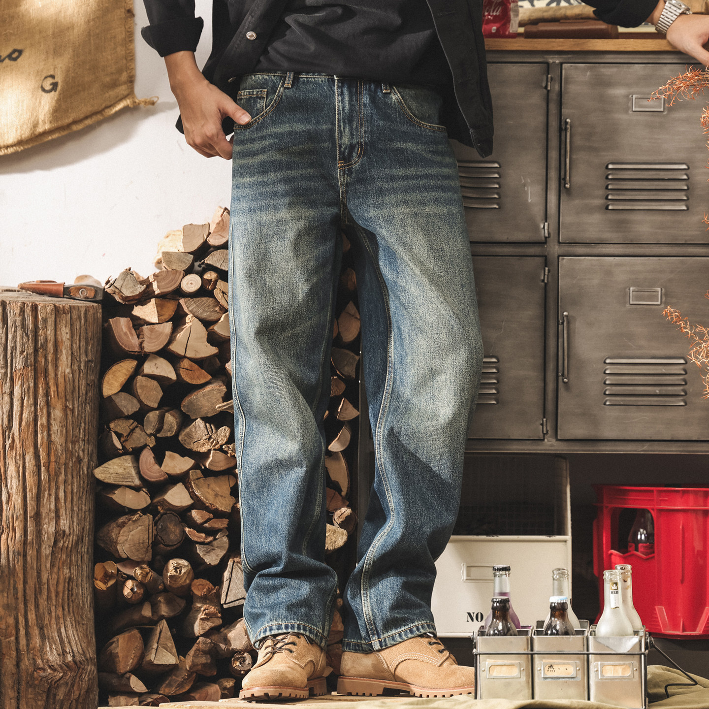 美式經典復古水洗牛仔褲男2026春季新款寬鬆直筒潮牌休閒長褲子男