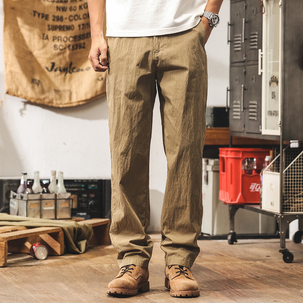 美式復古戶外工裝褲子男士2025新款寬鬆直筒男士休閒褲男秋季長褲