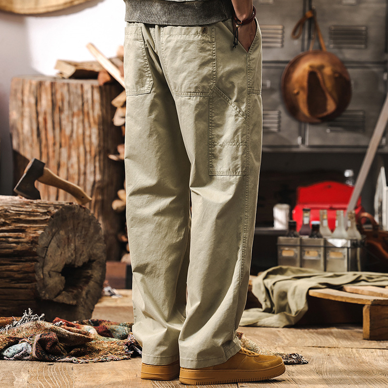 美式復古薄款工裝褲子男春季2025新款潮牌休閒褲男士寬鬆直筒長褲