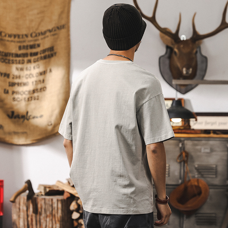 美式復古250g重磅T恤男短袖2025夏季新款潮流百搭T恤男士休閒上衣