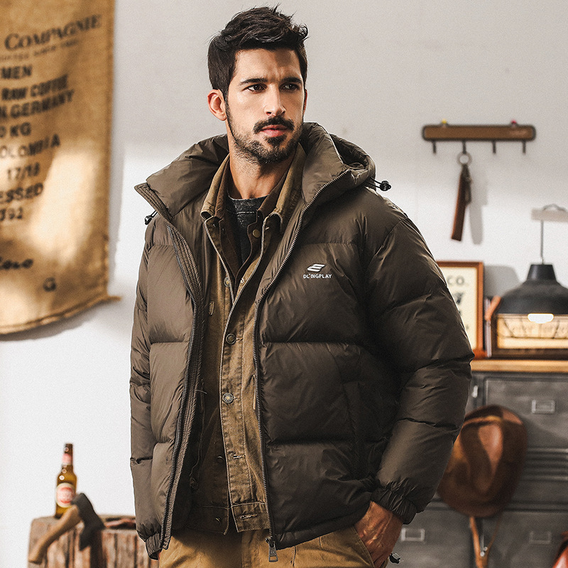 美式高蓬鬆灰鴨絨羽絨服男冬季石墨烯加厚保暖麵包服戶外休閒外套