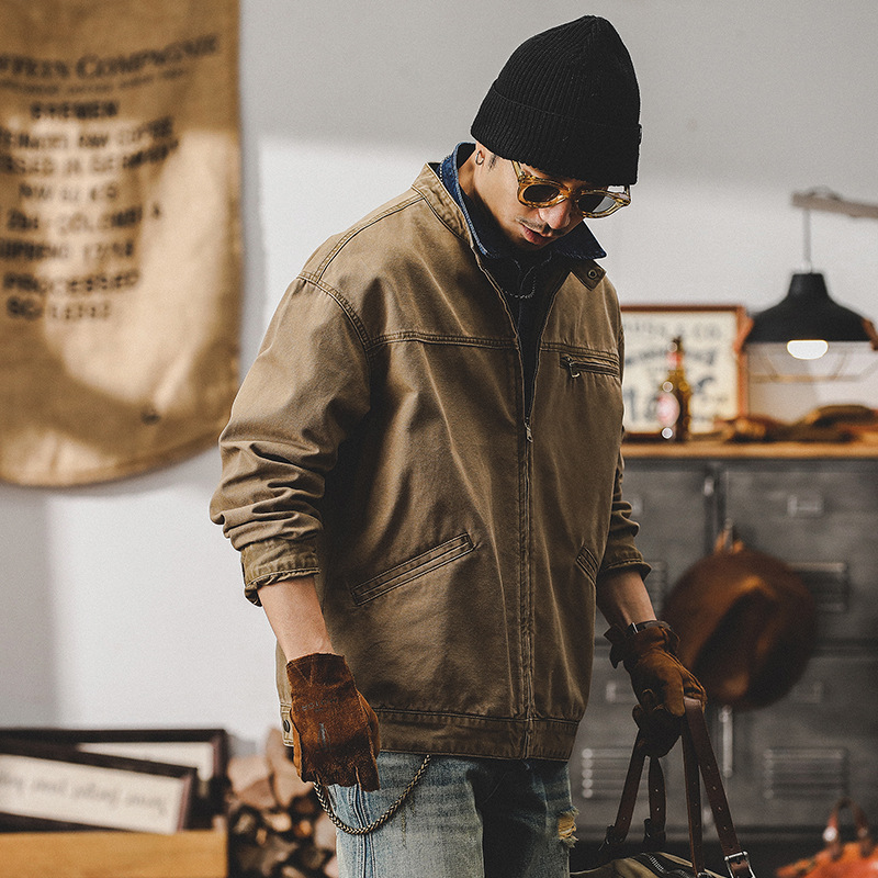 美式经典复古硬汉立领工装休闲夹克外套男春秋成熟痞帅春季外套男