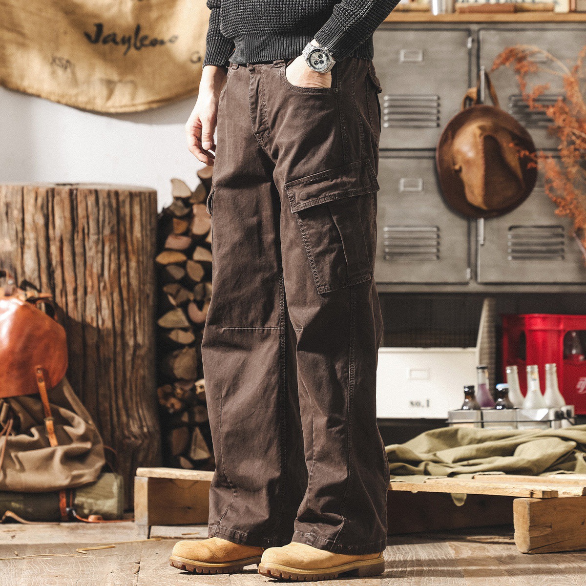 美式復古工裝褲子男2026新款春季寬鬆直筒闊腿高街潮流男士休閒褲